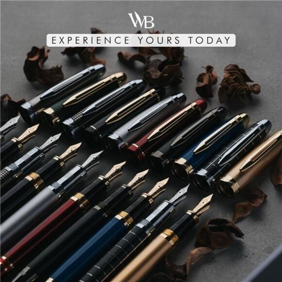 Fountain Pen-(Black Checked), Luxury Case, Stainless